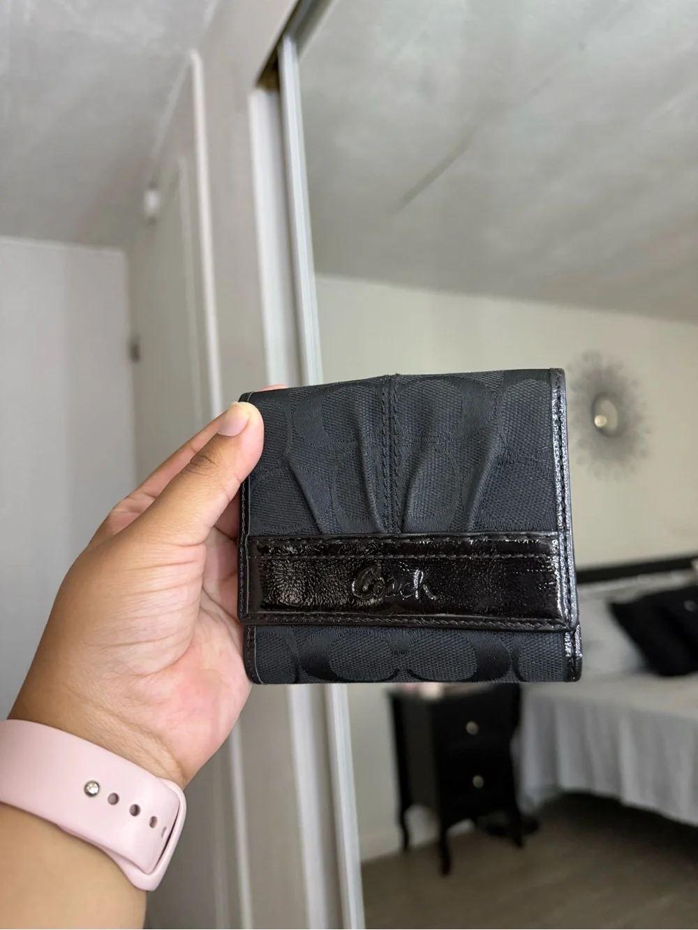 Coach Black Compact Fold Wallet